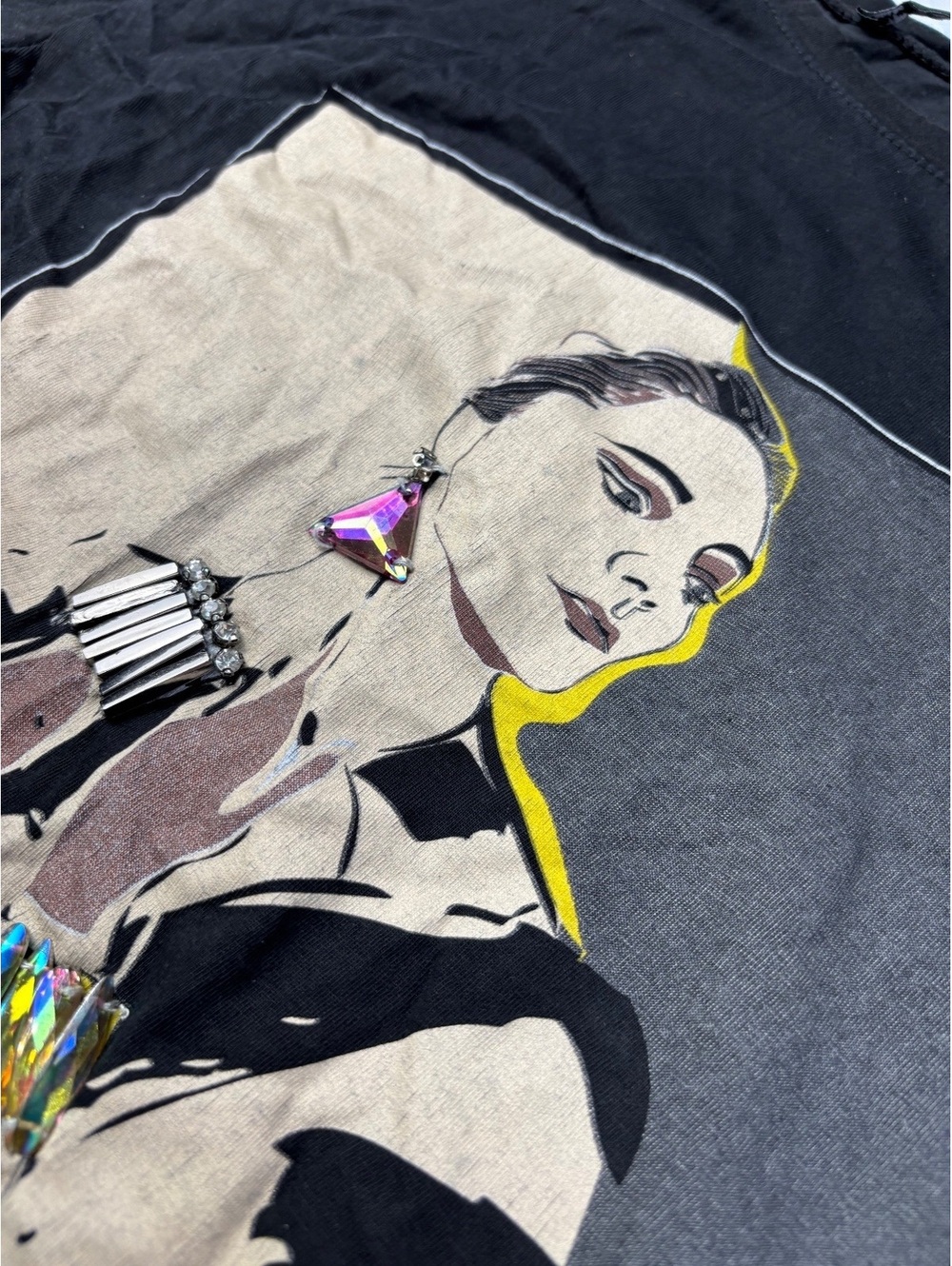 Pink Poem Black Graphic T-Shirt with Céline Print and Embell - Picture 5 of 10